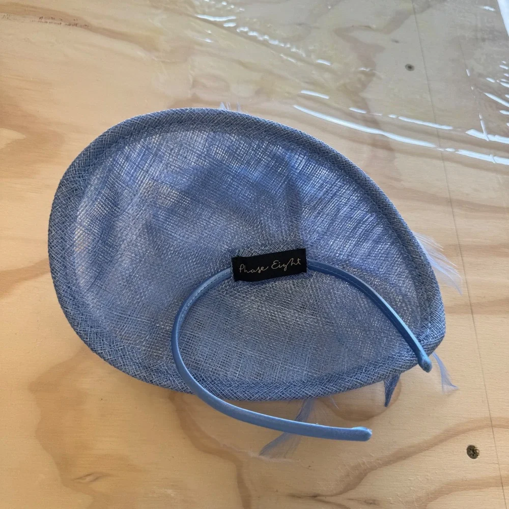 Phase Eight Blue Sinamay Fascinator Hat with‎ Feathers Wedding Guest Tea Party